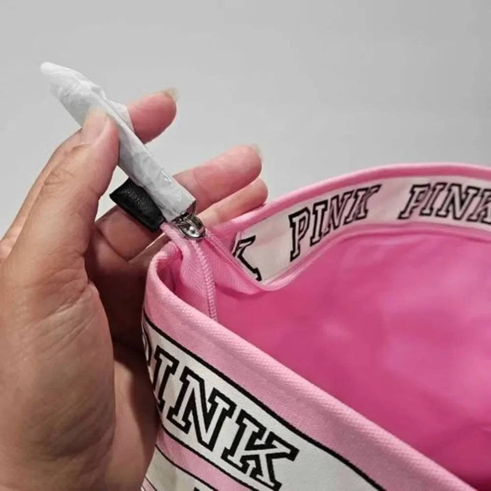 PINK Victoria's secret pink white striped tote bag